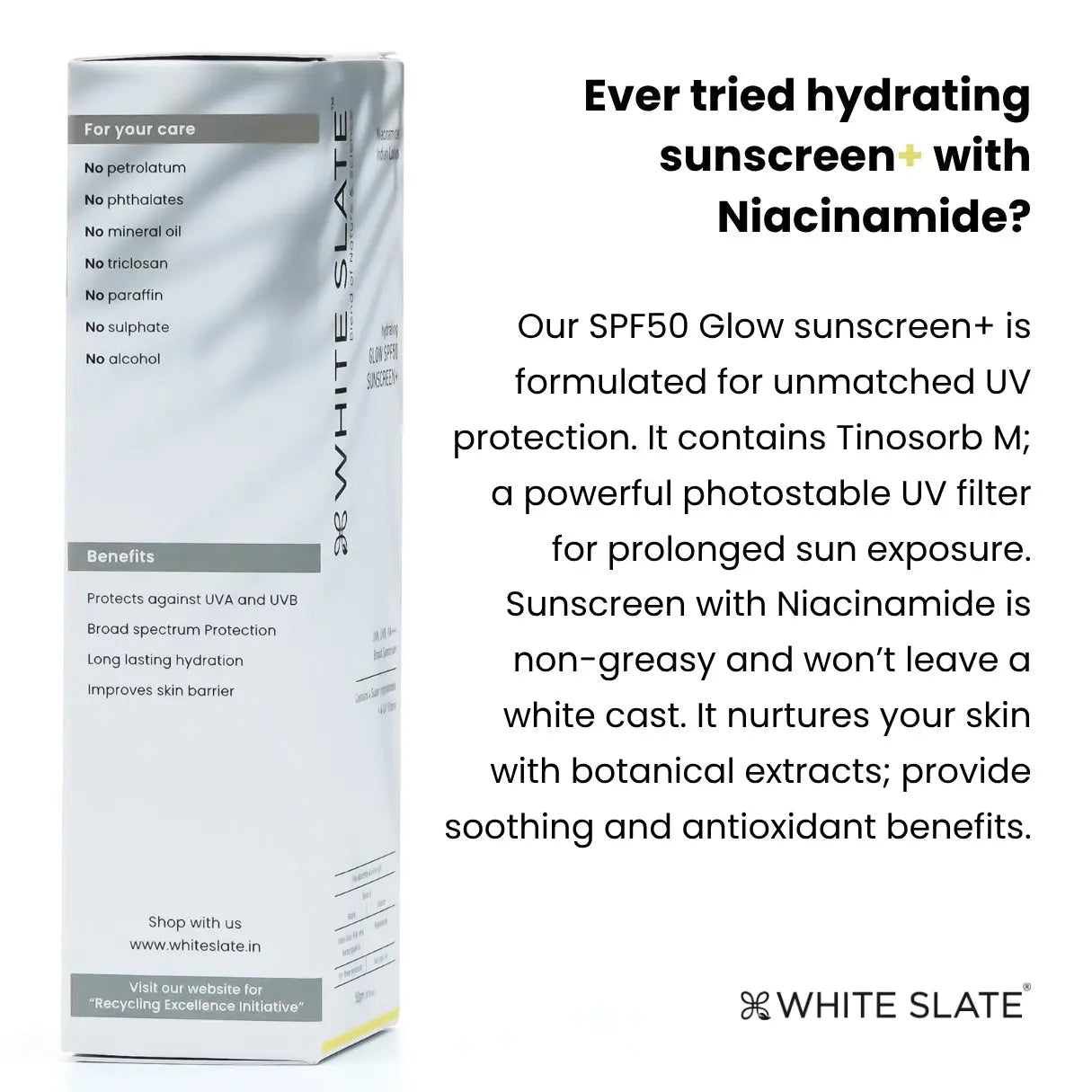 Hydrating Glow SPF50+ Sunscreen - WHITE SLATE
