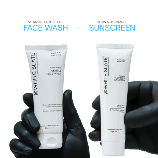 Cleanse + Protect Combo: Vitamin E Gentle Face Wash & Glow SPF50 Sunscreen