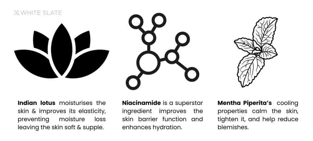 sunscreen with niacinamide, indian lotus 